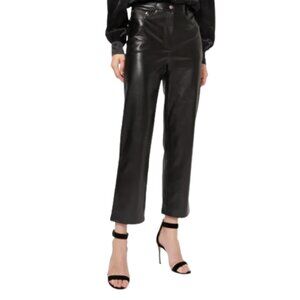 Rebecca Minkoff June Faux Leather Pants Womens 8 Black Straight Leg Cropped Crop
